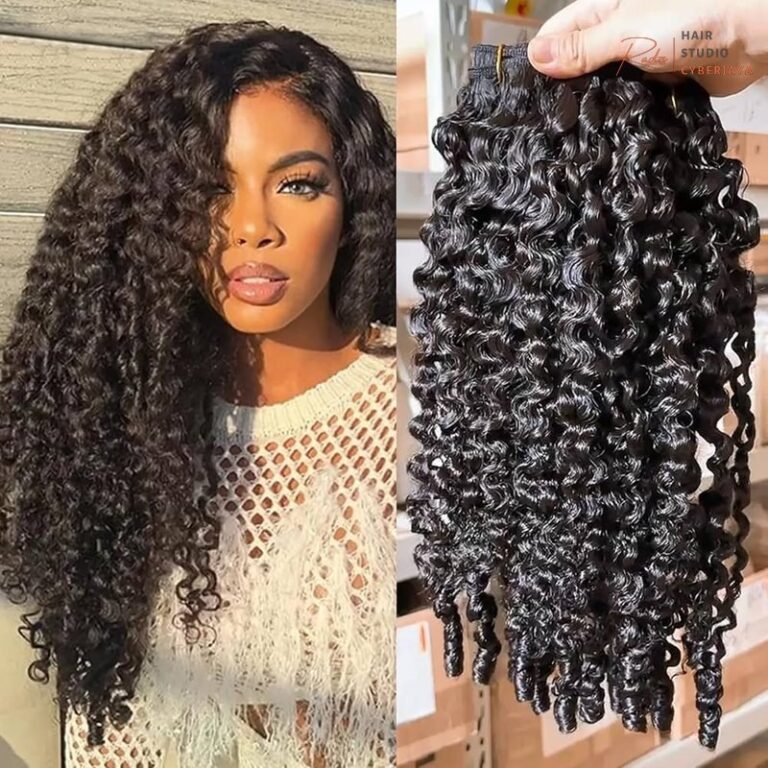 A single Burmese curly human hair bundle, 12 inches long, showing natural spiral curls and rich black color, suitable for extensions.