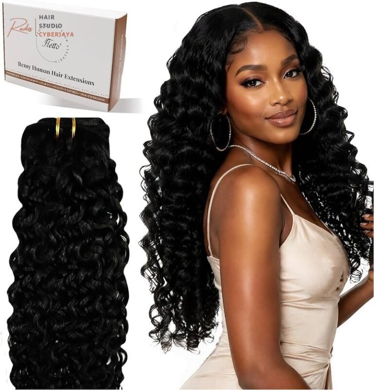 Hetto Curly Clip in Hair Extensions Human Hair Black 16Inch 120g 7pcs NW | 3b - 3c Natural Wave Curly, Full Head Remy Real Human Hair, Jet Black, Invisible Natural