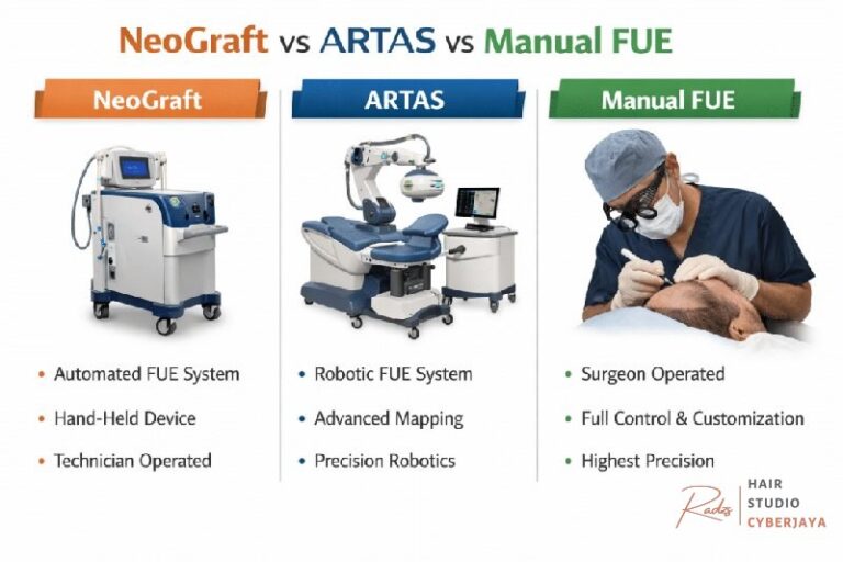 Understanding the different hair transplant methods like NeoGraft, ARTAS, and Manual FUE