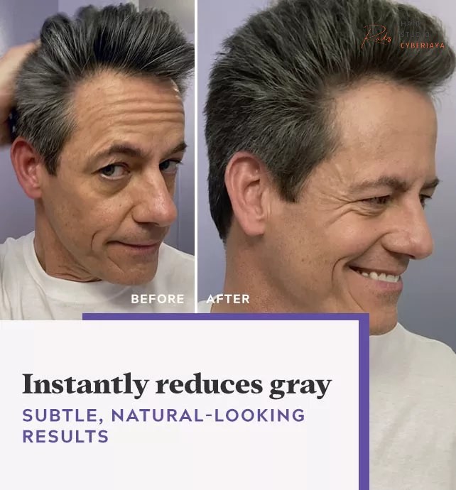 See the transformation with grey hair dye men before and after Before and after application of grey hair dye men