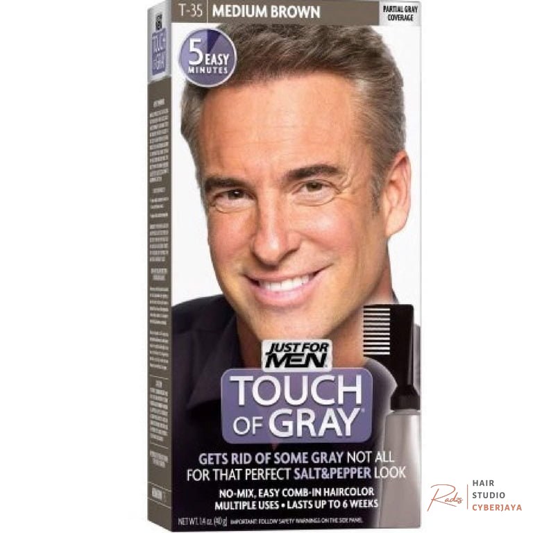 Achieving perfect blend with Just for Men Instant Gray Blending T-35 Just for Men Instant Gray Blending, T-35 Medium Brown, 1 Kit, 6 Pack