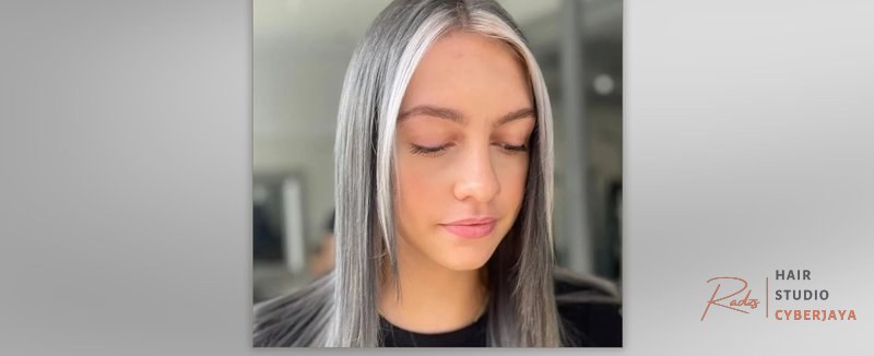 Fresh Silver Hair Color Person with fresh silver hair color