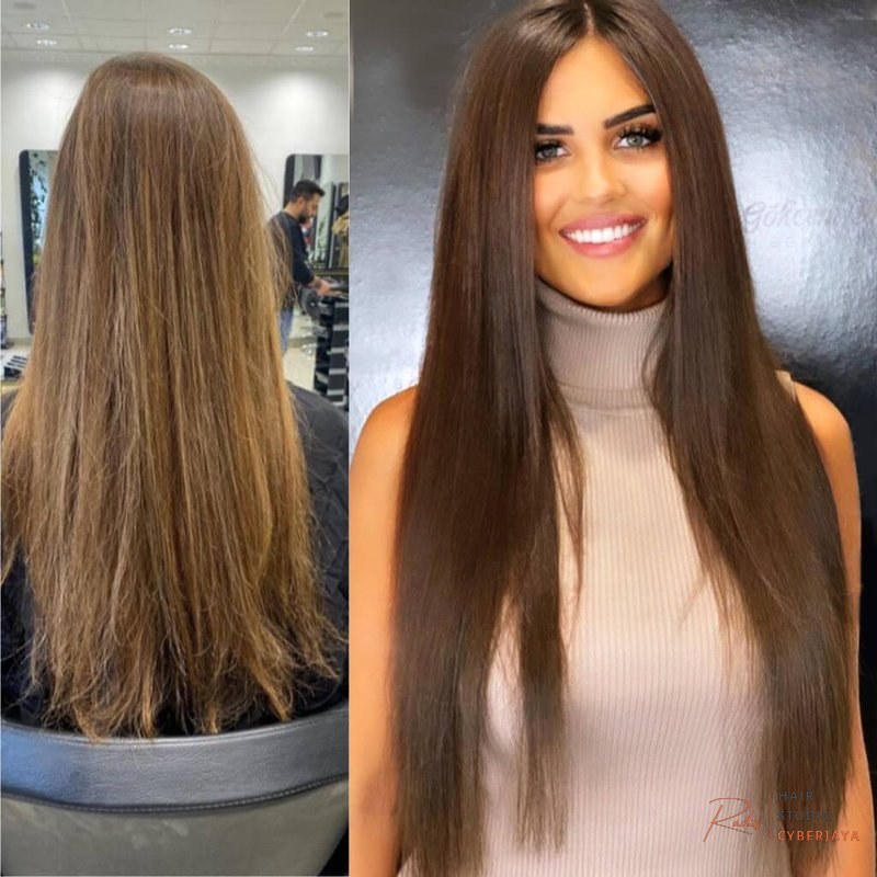 Hand-tied Weft Hair Extensions Before and After Hand-tied weft hair extensions before and after