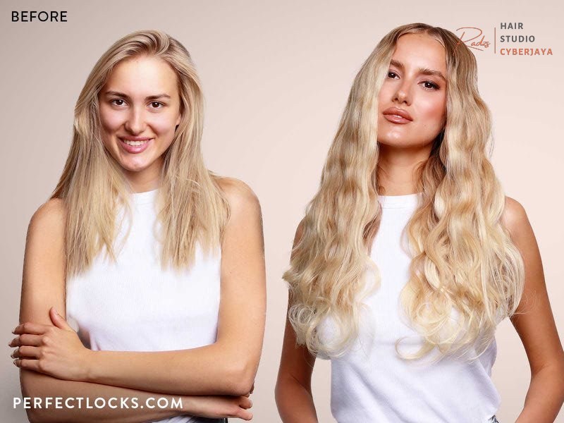 Wavy Hair Extensions Before and After Wavy hair extensions before and after