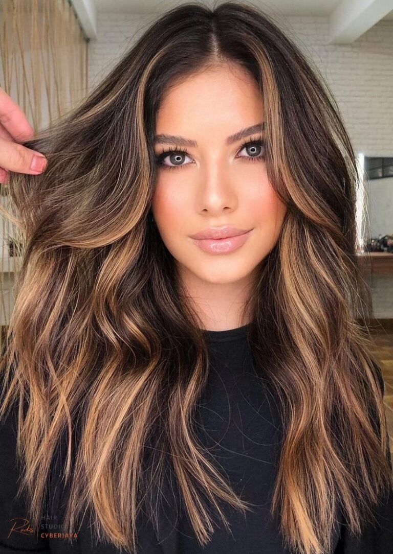 Caramel highlights on dark hair