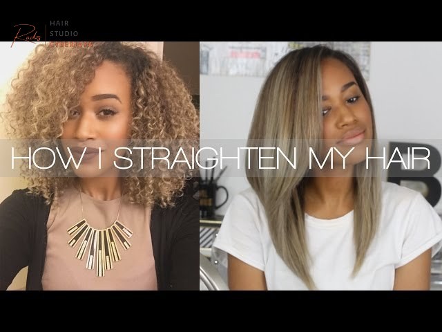 Curly to Straight Hair Transformation A person demonstrating their curly to straight hair transformation