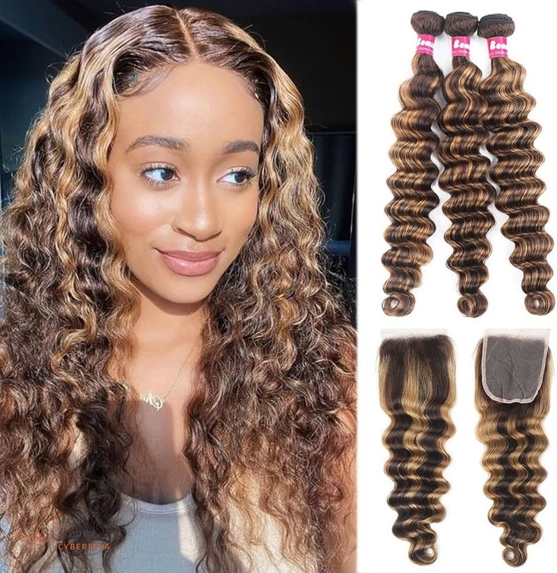 Highlight Bundles with Closure Highlight human hair bundles with closure for added dimension