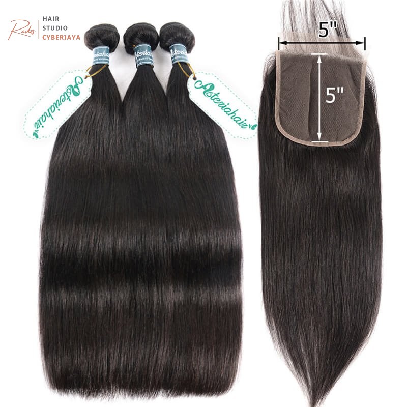 Straight Bundles with Closure Straight human hair bundles with closure for a sleek look