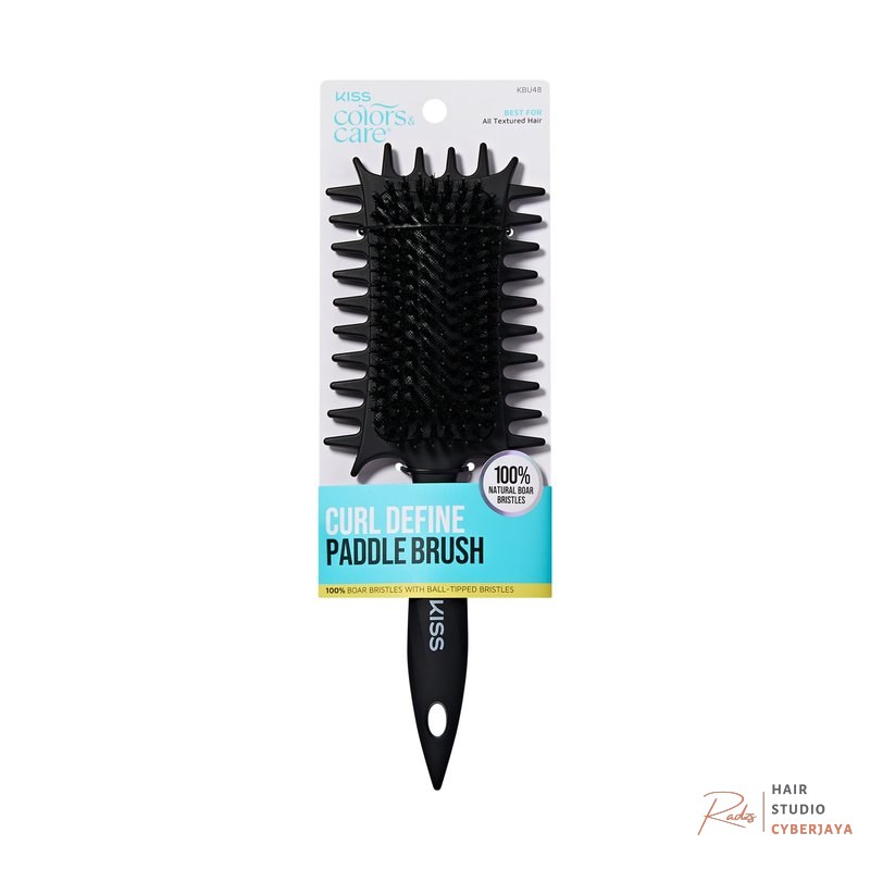 Kiss Colors & Care Curl & Define Paddle Brush, 100% Genuine Hair Boar Bristles, Size: 1 ct Kiss Colors & Care Curl & Define Paddle Brush, 100% Genuine Hair Boar Bristles, Size: 1 ct
