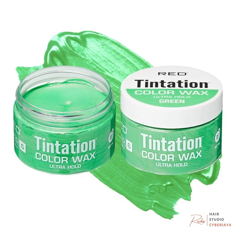 Kiss Tintation Temporary Hair Color Wax for green hair Red by Kiss Tintation Temporary Hair Color Wax – Vivid Instant Color, Ultra Hold, Water & Sweat Resistant, Curly Hair Safe, Non-Drying & Damage-Free (Green)
