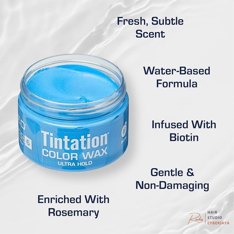 Kiss Tintation Temporary Hair Color Wax in stunning blue Red by Kiss Tintation Temporary Hair Color Wax – Vivid Instant Color, Ultra Hold, Water & Sweat Resistant, Curly Hair Safe, Non-Drying & Damage-Free (Blue)