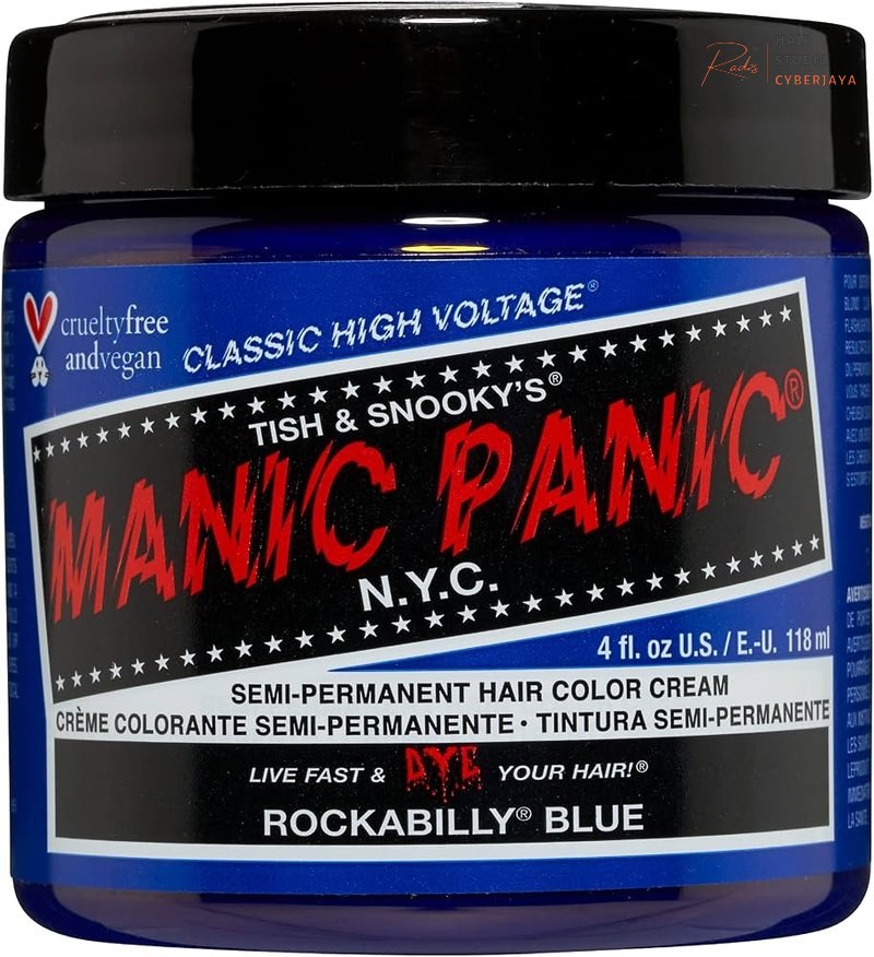 MANIC PANIC Classic Rockabilly Blue Semi Permanent Hair Color - True Neutral Blue Hair Dye for Women & Men That Lasts 4-6 Weeks - Vegan, Ammonia & Cruelty-Free - Create MANIC PANIC Classic Rockabilly Blue Semi Permanent Hair Color - True Neutral Blue Hair Dye for Women & Men That Lasts 4-6 Weeks - Vegan, Ammonia & Cruelty-Free - Create