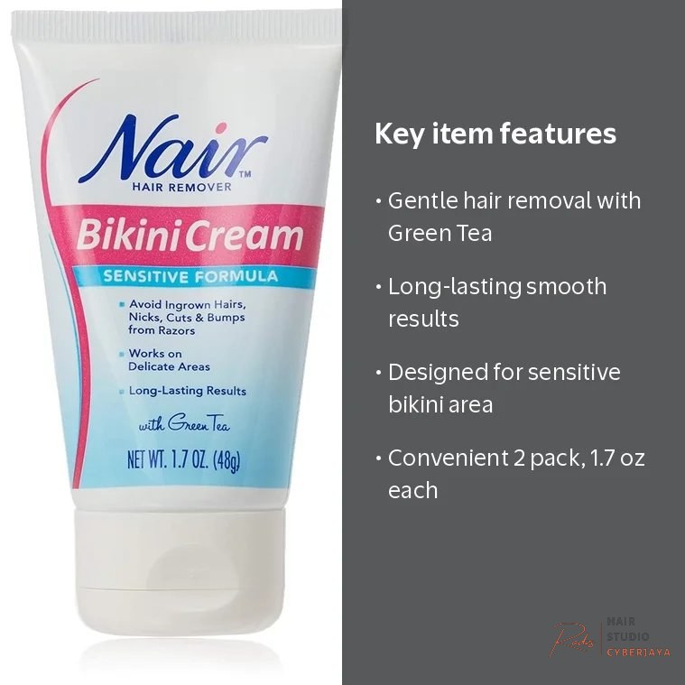 Nair Bikini Cream Green Tea 2 Pack Nair Hair Remover Bikini Cream, Green Tea Sensitive Formula, 1.7 oz, 2 Pack