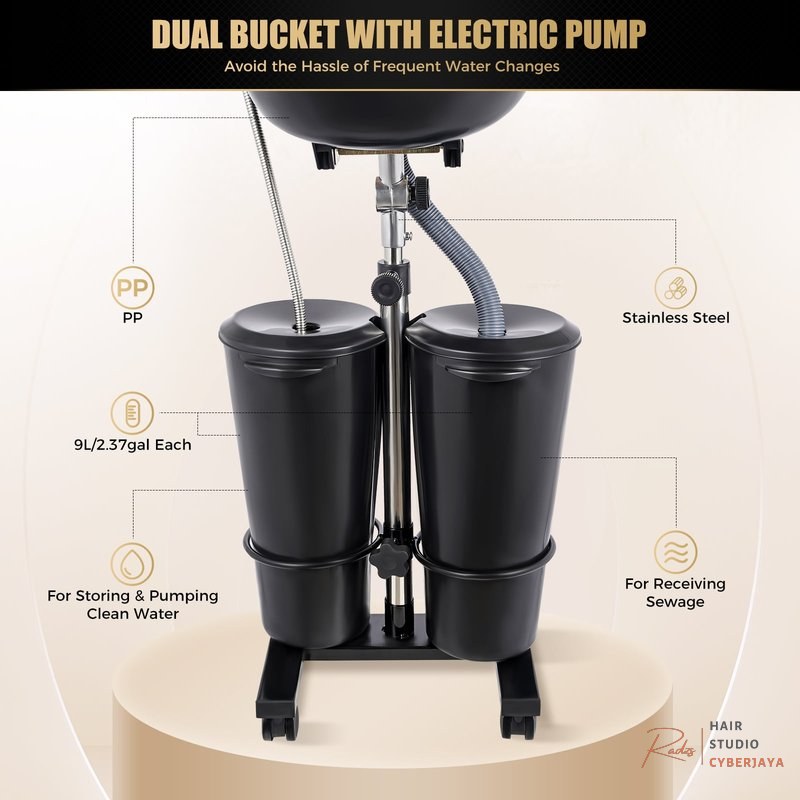 Adjustable Freestanding Shampoo Basin Freestanding height and angle adjustable portable shampoo basin with two buckets