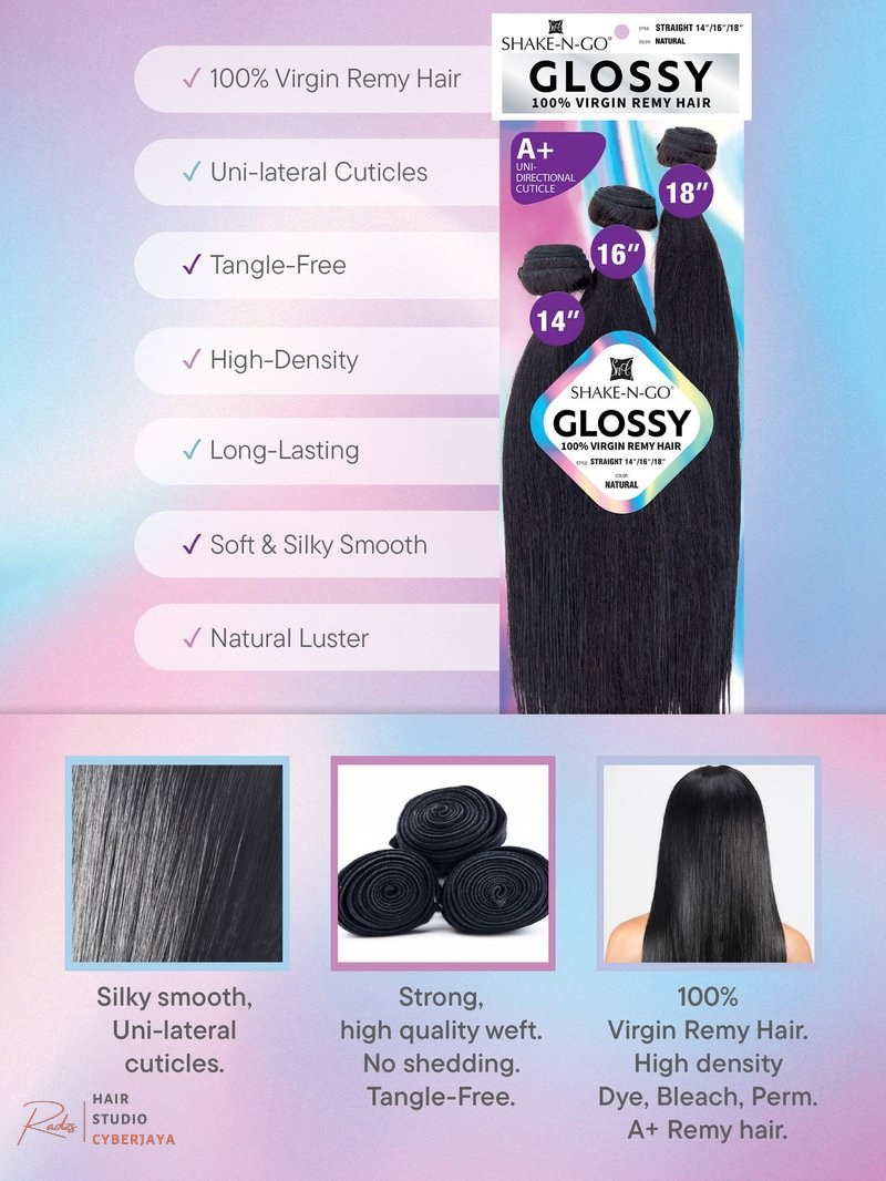 Shake N Go Glossy Straight Bundles SHAKE N GO Glossy 100% Virgin Remy Straight Hair