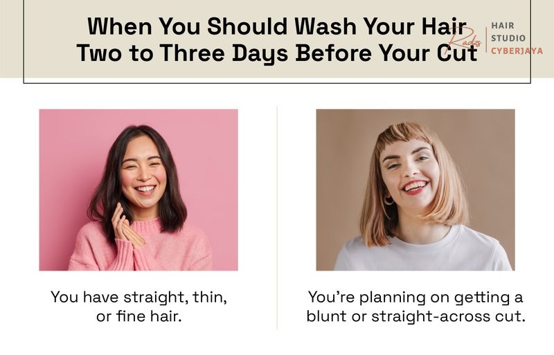 When Not to Wash Hair Before Haircut Sometimes, it's okay to skip washing your hair before a haircut, especially if a wash is included.