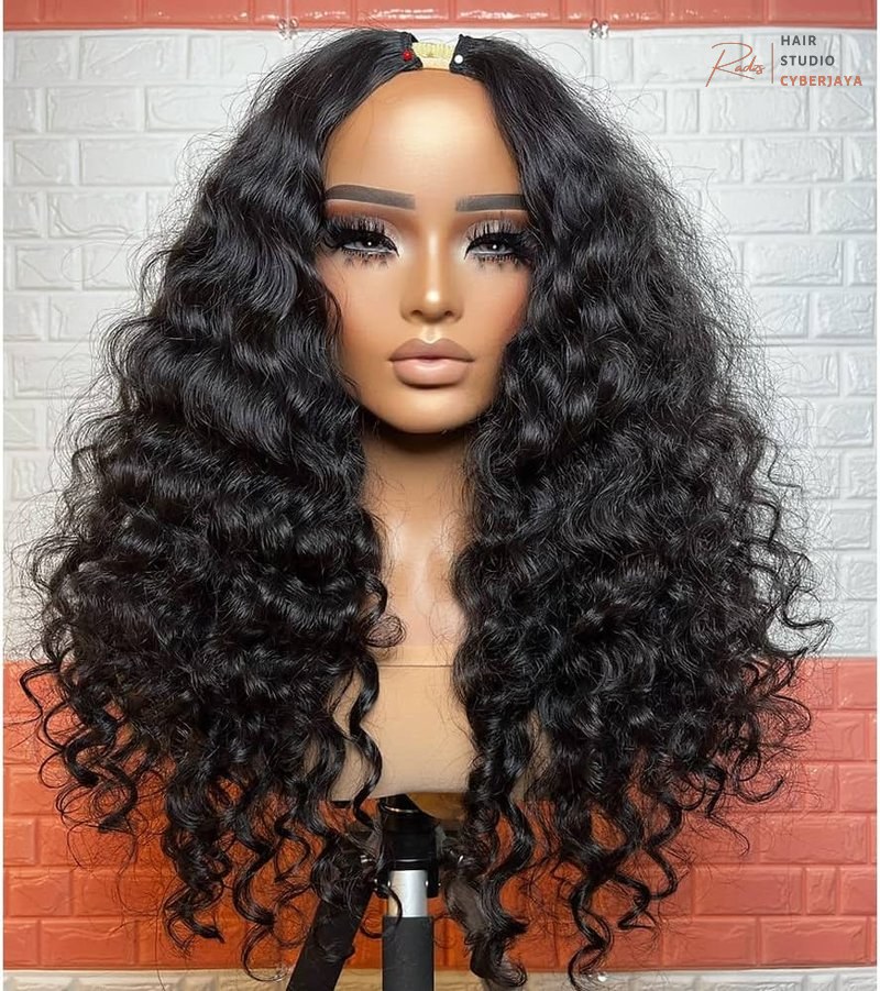 Curly V Part Wig Human Hair A curly V part wig human hair blends seamlessly with natural hair.