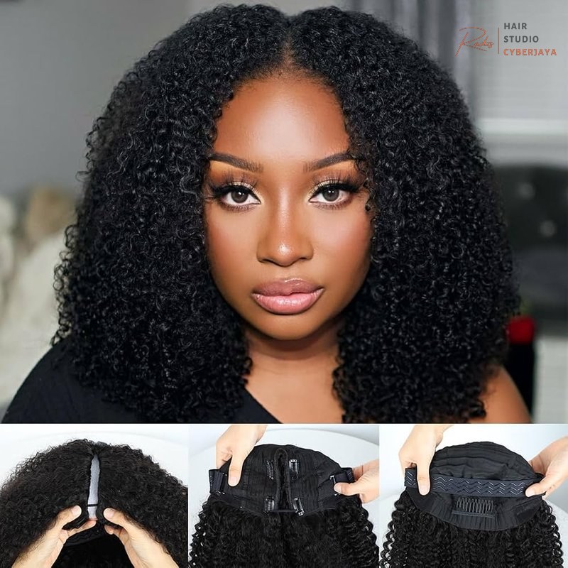 Afro Curly V Part Wig Afro curly V part wig human hair for glueless install