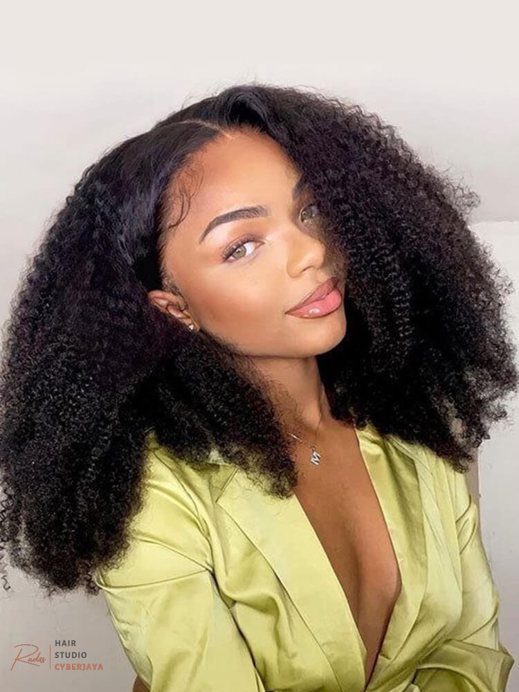 Afro Kinky Curly V Part Wig Afro kinky curly V part human hair wig with no leave out