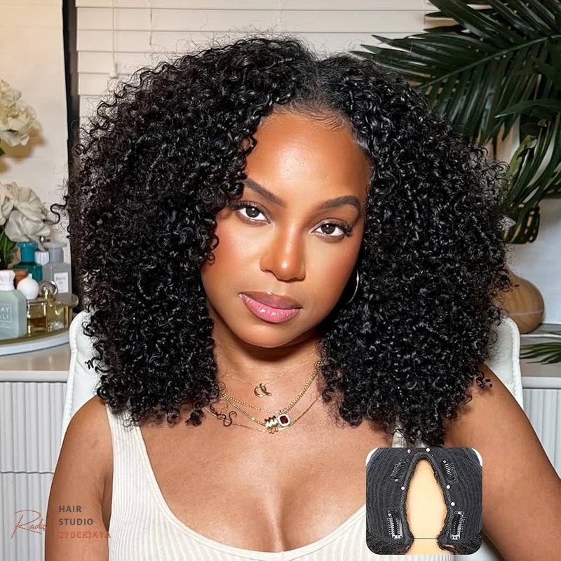 Afro Kinky Curly V Part Wig Afro kinky curly V part wig human hair glueless