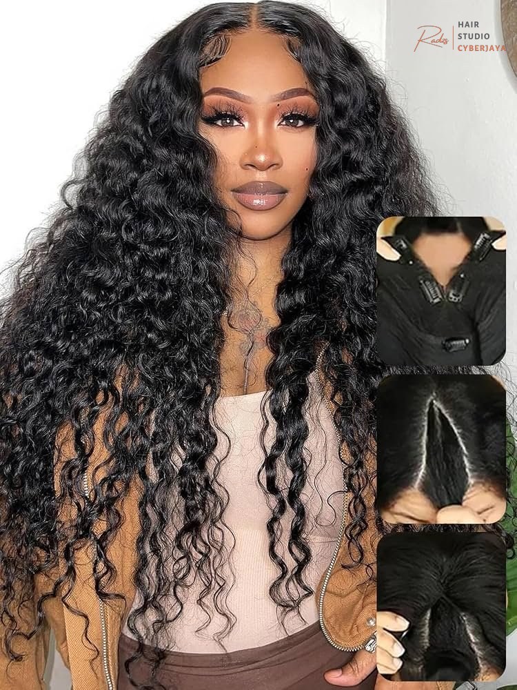 Deep Wave V Part Human Hair Wig Deep wave V part wig human hair with glueless installation