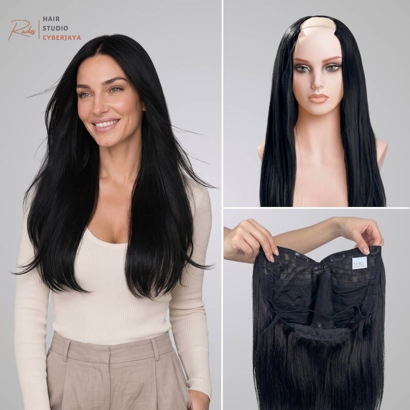Straight V Part Wig Jet black straight V part human hair wig