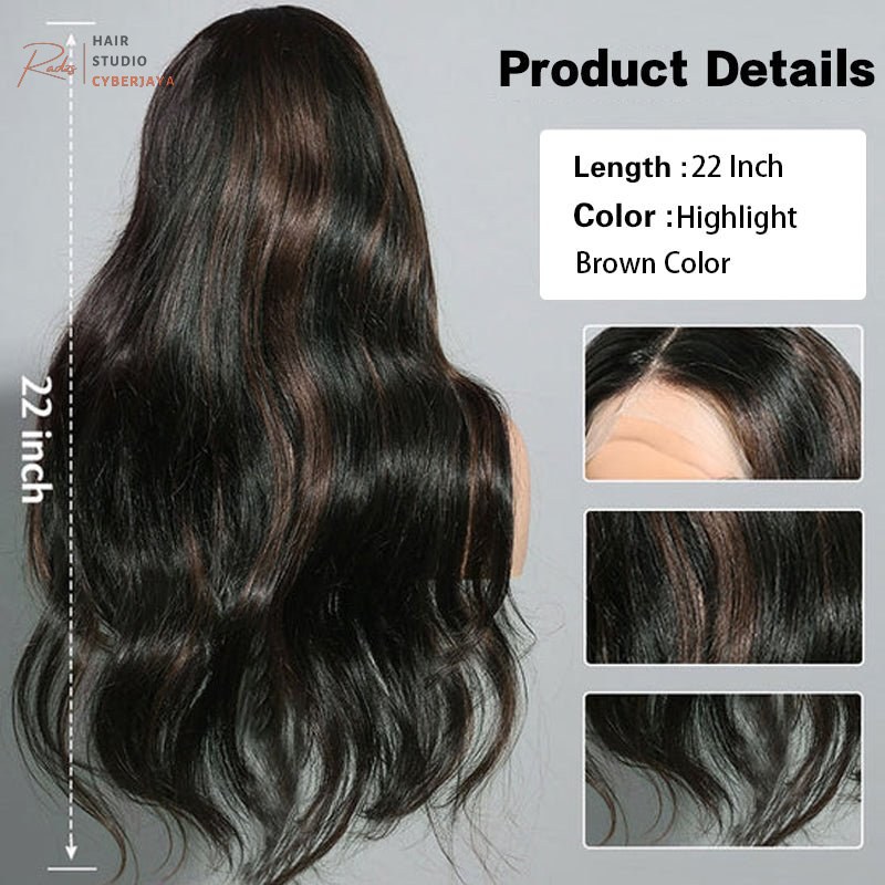 VIYA Loose Body Wave Brown Highlight Wig VIYA Loose Body Wave 13x4 Full Lace Frontal Brown Highlight Human Hair Wig