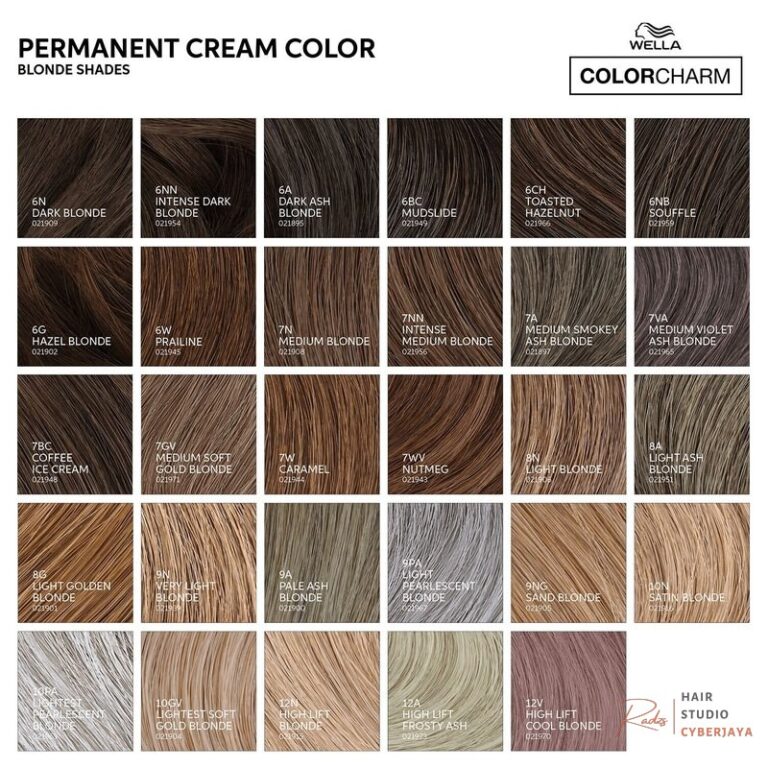 Wella Color Charm Permanent Cream Hair Color swatches