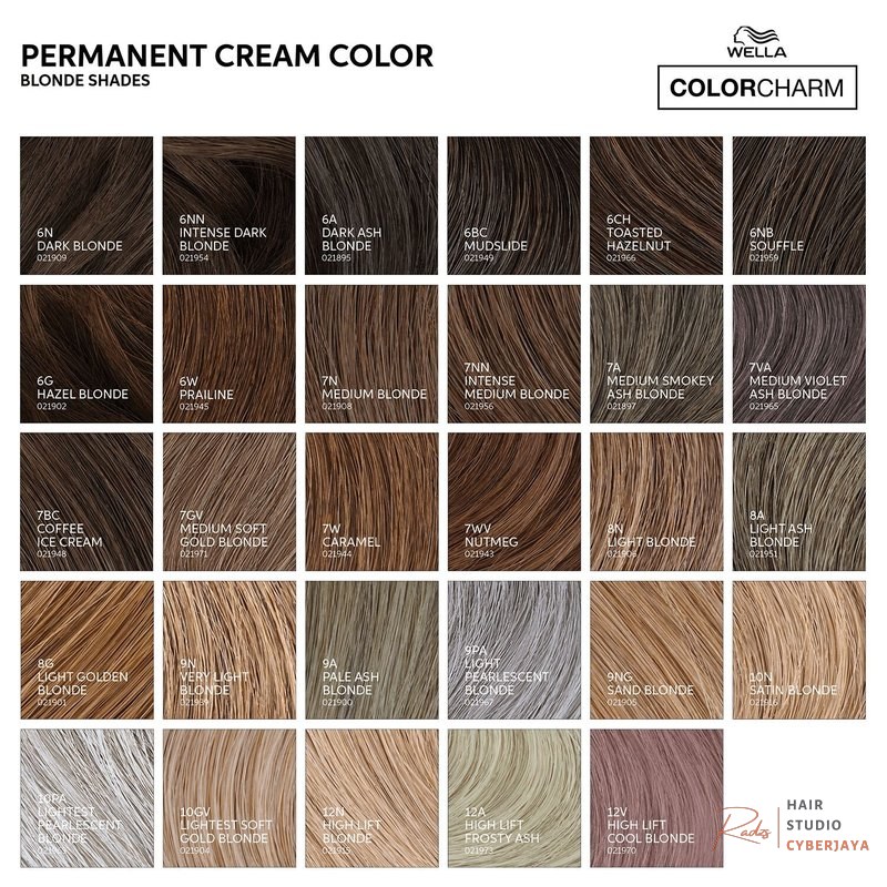 Wella Color Charm Permanent Cream Hair Color swatches