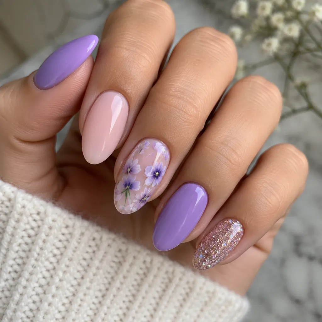 Close-up of professionally done gel nails in vibrant colors